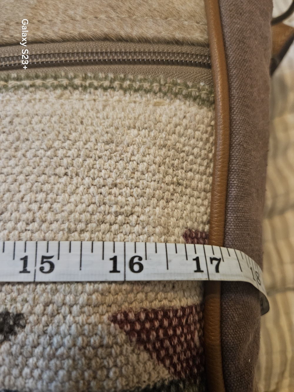 Myra Bag Tan and Multicolor Woven Tote with Leather Straps - Picture 13 of 16